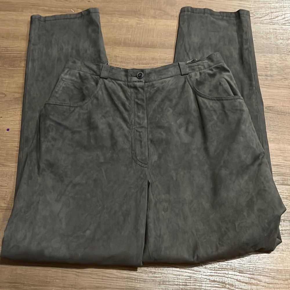 Vintage suede/faux suede dark green, straight leg pants by Aramis